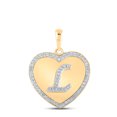 thumbnail image 1 of 10K YELLOW GOLD ROUND DIAMOND HEART L LETTER PENDANT 1/4 CTTW, 1 of 1