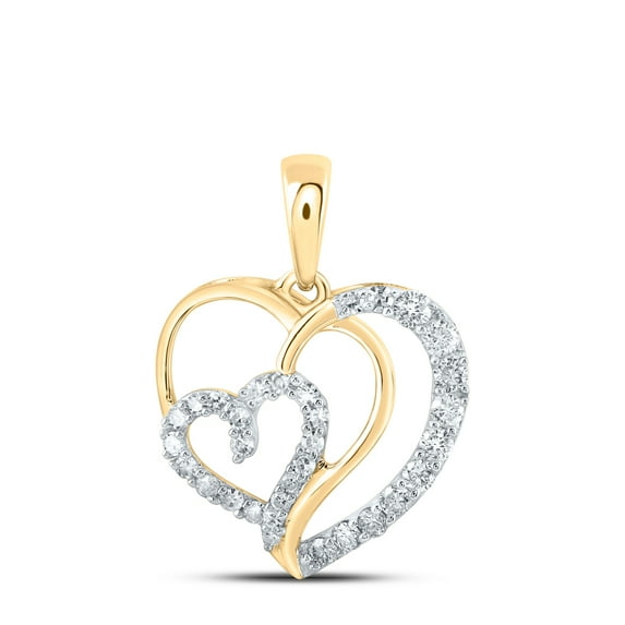 10K YELLOW GOLD ROUND DIAMOND HEART NICOLES DREAM COLLECTION PENDANT 1/4 CTTW