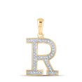 thumbnail image 1 of 10K YELLOW GOLD ROUND DIAMOND INITIAL R LETTER PENDANT 1/12 CTTW, 1 of 1