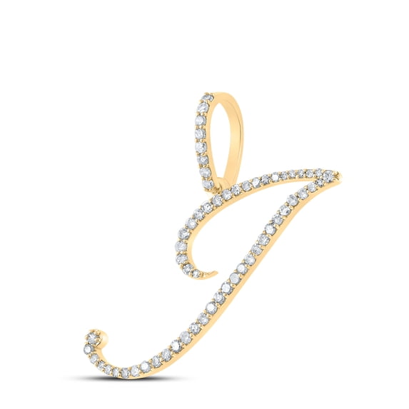10K YELLOW GOLD ROUND DIAMOND J INITIAL LETTER PENDANT 1/3 CTTW