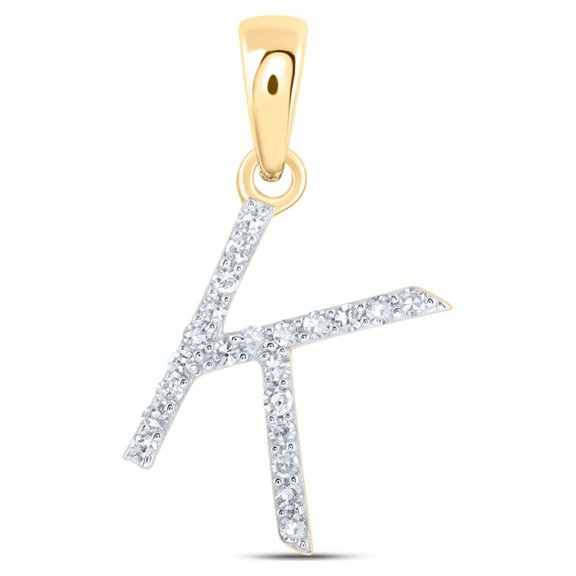 10K YELLOW GOLD ROUND DIAMOND K INITIAL LETTER NICOLES DREAM COLLECTION PENDANT 1/10 CTTW