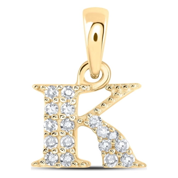 10K YELLOW GOLD ROUND DIAMOND K INITIAL LETTER NICOLES DREAM COLLECTION PENDANT 1/12 CTTW