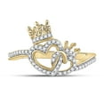 thumbnail image 1 of 10kt Yellow Gold Womens Round Diamond Crown & Heart Fashion Ring 1/6 Cttw, 1 of 1