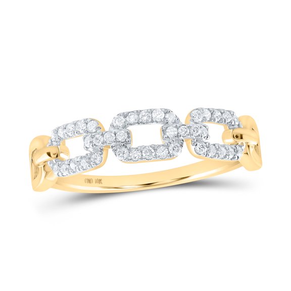10K YELLOW GOLD ROUND DIAMOND LINK STACKABLE BAND RING 1/5 CTTW