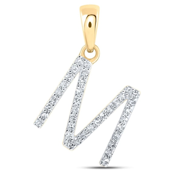 10K YELLOW GOLD ROUND DIAMOND M INITIAL LETTER NICOLES DREAM COLLECTION PENDANT 1/6 CTTW
