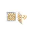 thumbnail image 1 of 10K YELLOW GOLD ROUND DIAMOND NUGGET SQUARE EARRINGS 1/3 CTTW, 1 of 1