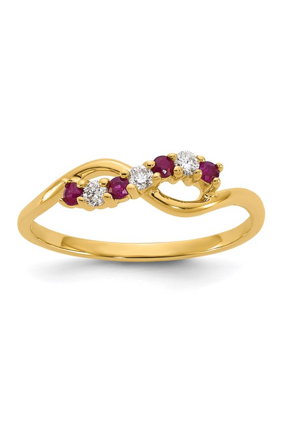 10K YG Ring- 3-.02 RD DIAS, 4-1.75MM RD RU - Stone:A RDG-I3