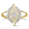 thumbnail image 1 of 10K Yellow Gold 0.25ct TDW Round and Baguette cut Diamond Eye Shaped Ring (H-I,I1-I2), 1 of 7