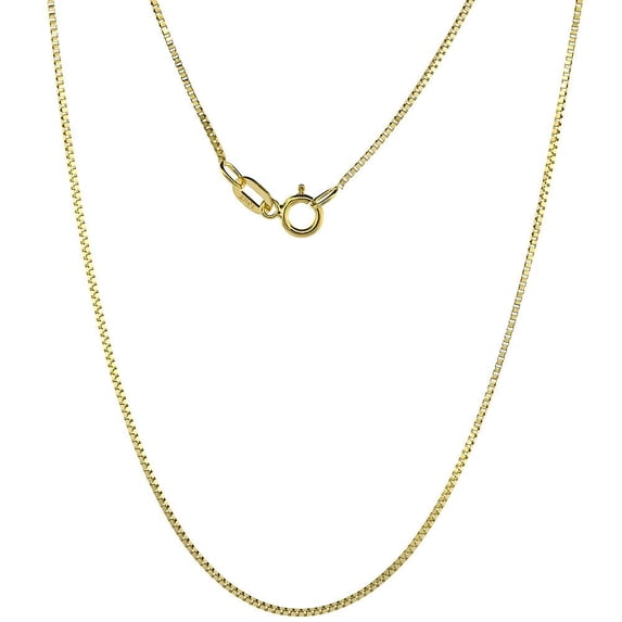 10K Yellow Gold 0.66mm Box Chain Necklace Lobster Clasp, 20 Inches