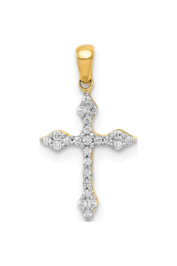 10K Yellow Gold 1/15 carat Diamond Small Cross Pendant