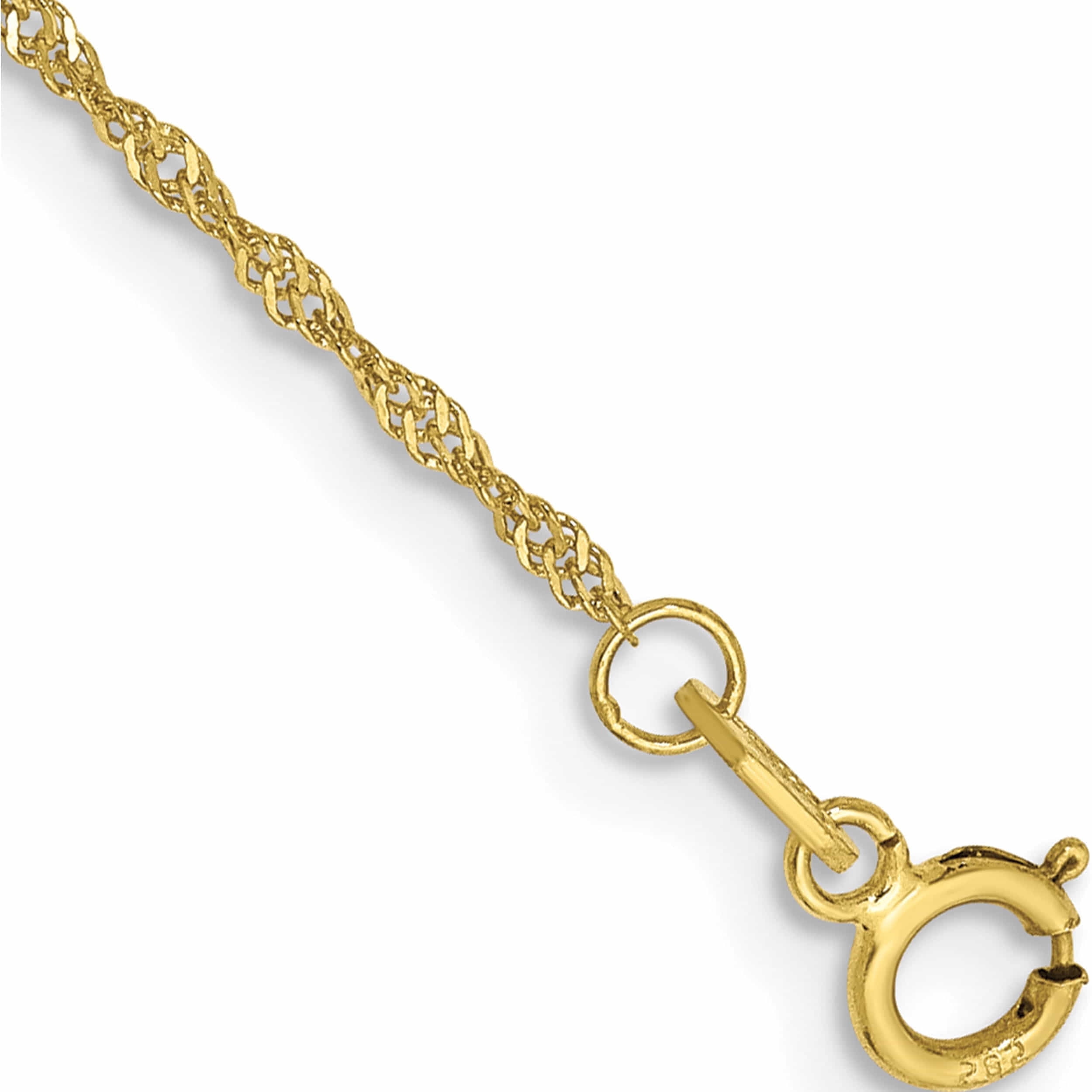 10K Yellow Gold 1.1mm Singapore Chain Anklet (10 X 1.1) Made In South Africa 10kpe9-10