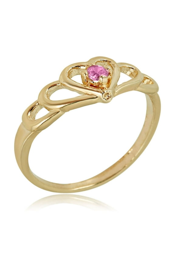 AVORA 10K Yellow Gold October Birthstone- Pink Sapphire Ring, Size 3 - Size 3