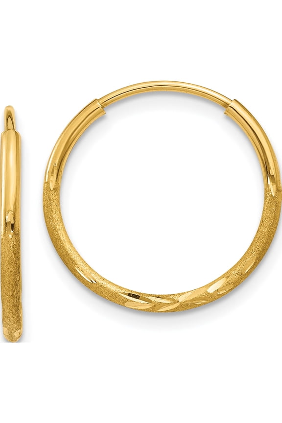 10K Yellow Gold 1.25mm Diamond-cut Endless Hoop Earring