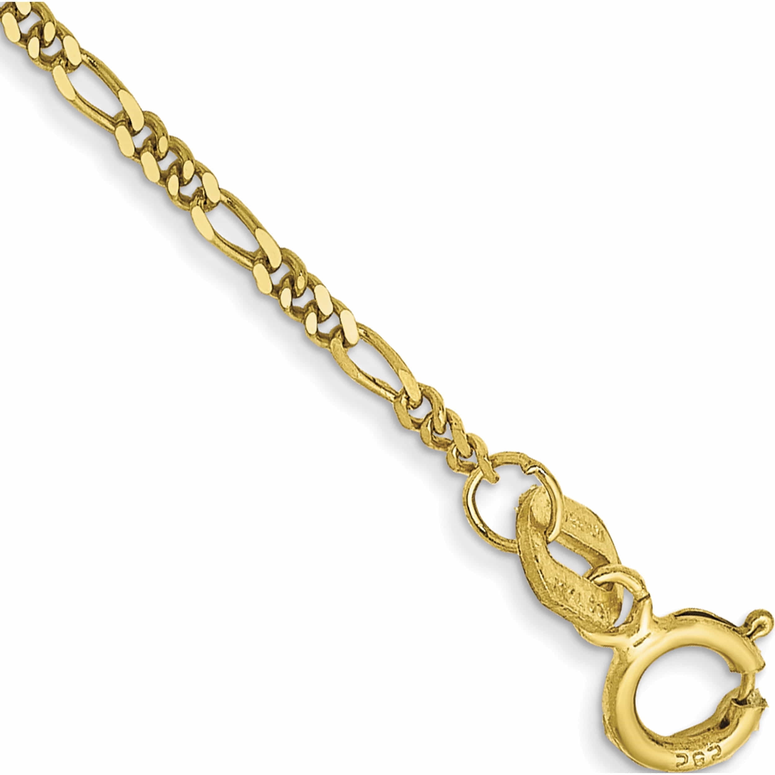 10K Yellow Gold 1.25mm Flat Figaro Chain Anklet (10 X 1.25) Made In South Africa 10pe7-10