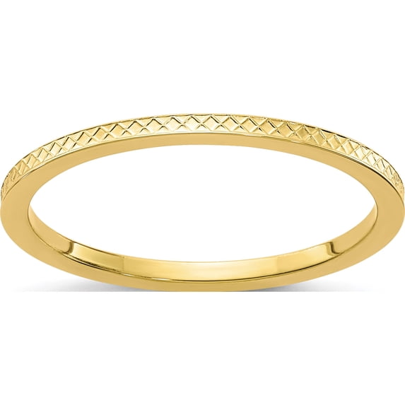 10K Yellow Gold 1.2mm Criss-Cross Pattern Stackable Band (Size 9) Made In United States 1stk20-120y-9