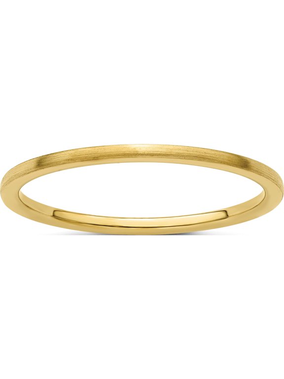 10K Yellow Gold 1.2mm Half Round Satin Stackable Band Size 9.5