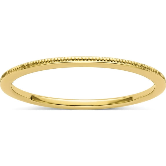 10K Yellow Gold 1.2mm Milgrain Stackable Band (Size 4.5) Made In United States 1stk19-120y-4.5