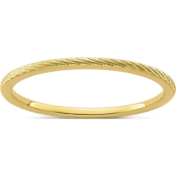 10K Yellow Gold 1.2mm Twisted Wire Pattern Stackable Band (Size 10) Made In United States 1stk22-120y-10