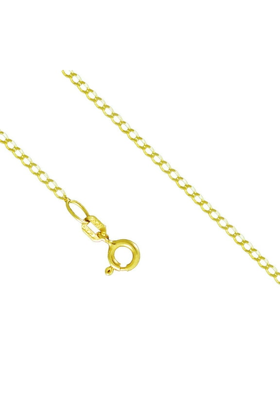 10K Yellow Gold 1.3mm Flat Round O Link Necklace Spring Clasp (20 Inches)