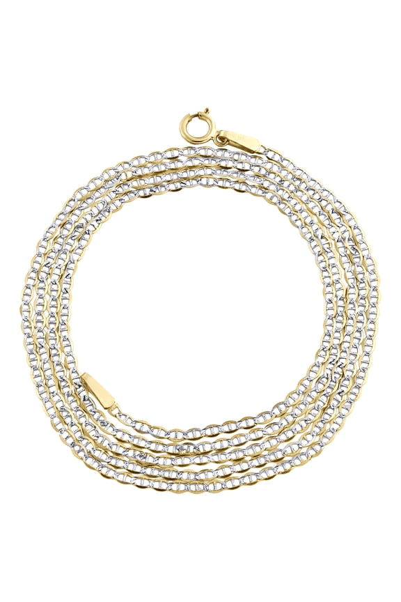 10K Yellow Gold 1.50mm Diamond Cut Solid Anchor Mariner Chain Necklace 16 Inches