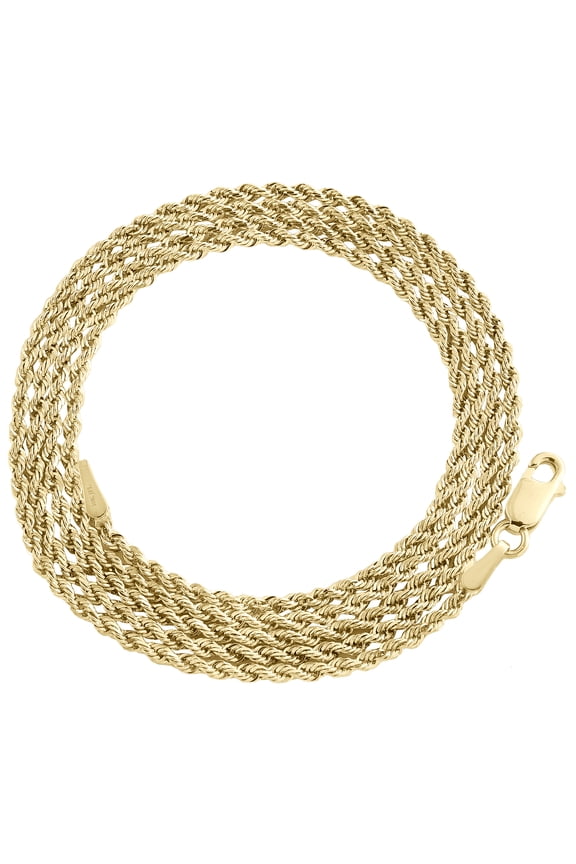 10K Yellow Gold 1.50mm Diamond Cut Solid Rope Link Chain Necklace 16 Inches