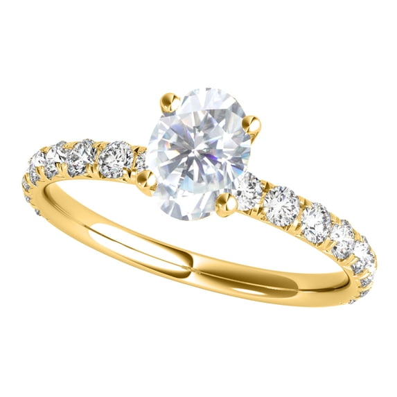 10K Yellow Gold 1.55 Carat Natural Diamond Moissanite Engagement Rings For Womens In Ring Size 7