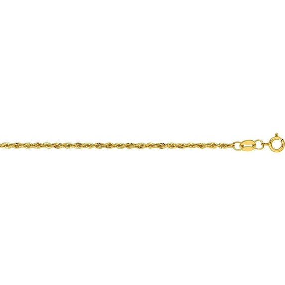10K Yellow Gold 1.5mm Diamond Cut Lite Rope Chain with Lobster Lock