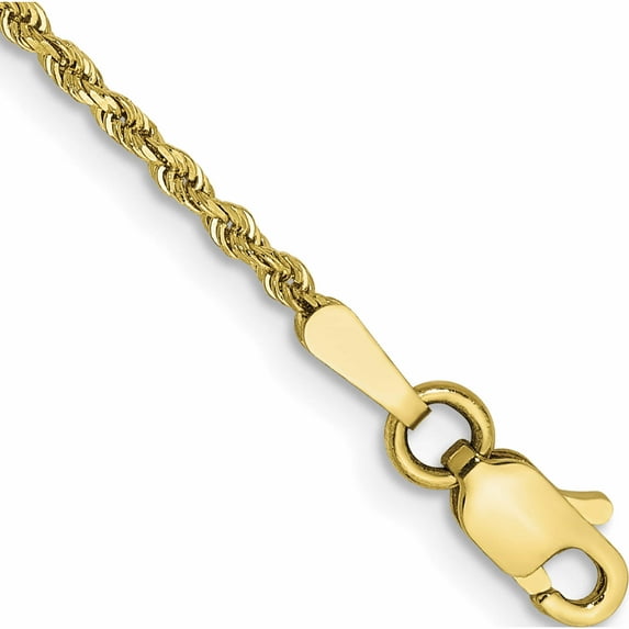 10K Yellow Gold 1.5mm Diamond-Cut Rope Chain Anklet (9 X 1.5) Made In Peru 10k012-9