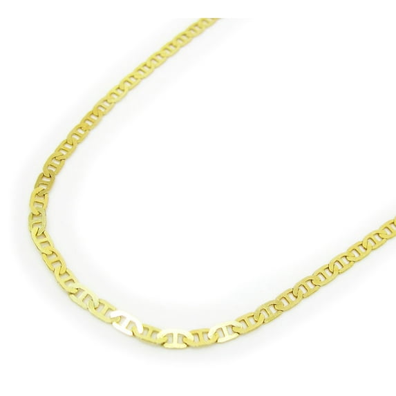 10K Yellow Gold 1.5mm Mariner Chain, FREE Microfiber Cloth, Solid Flat Anchor Link Necklace, Giorgio Bergamo