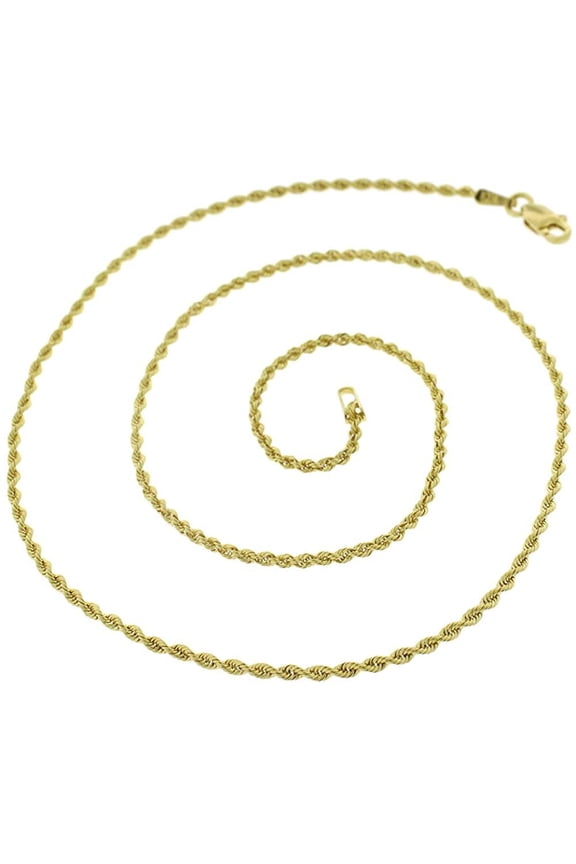 10K Yellow Gold 1.5mm Solid Rope Diamond Cut Chain, FREE Microfiber Cloth, Link Mens Womens Necklace, Giorgio Bergamo