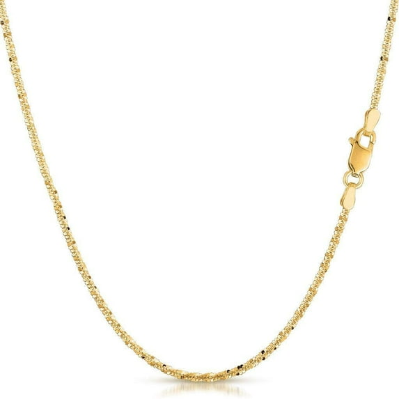 10K Yellow Gold 1.5mm Sparkle Pendant Chain, FREE Microfiber Cloth, Rock Margarita Link Mens Womens Necklace, Giorgio Bergamo 16