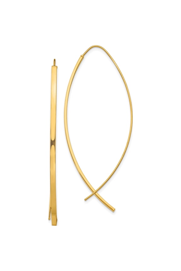 10K Yellow Gold 1.75mm Square Tube Wire Threader Earrings