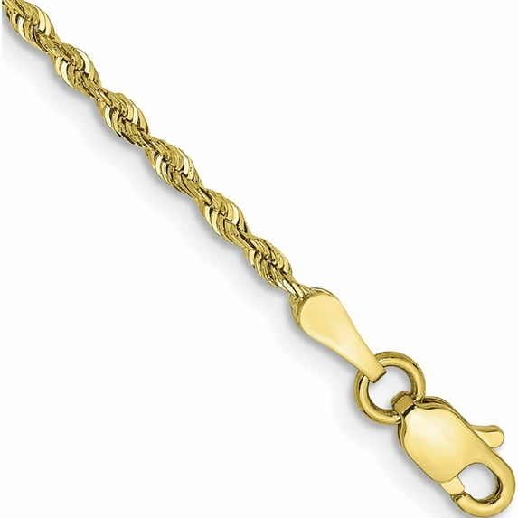 10K Yellow Gold 1.85mm D/C Quadruple Rope Chain Anklet (9 X 1.85) Made In Peru 10qt014-9