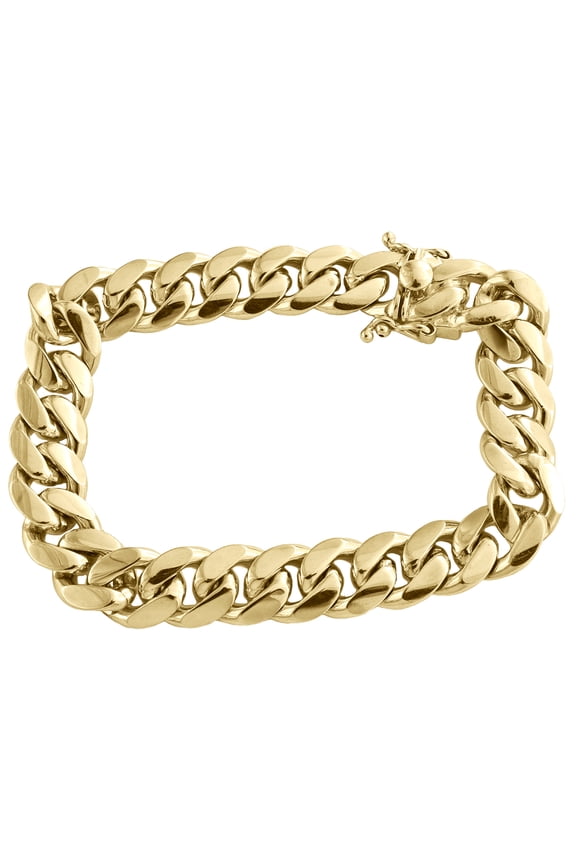 10K Yellow Gold 10.75mm Super Solid Miami Cuban Link Bracelet Box Clasp 8 Inch