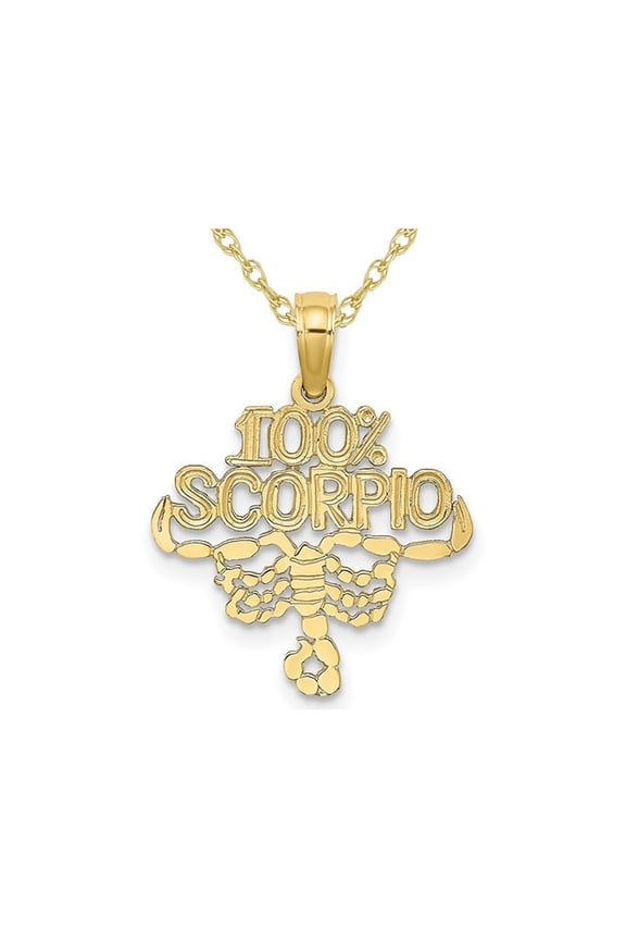 10K Yellow Gold 100% SCORPIO Charm Astrology Pendant Necklace with Chain for Women