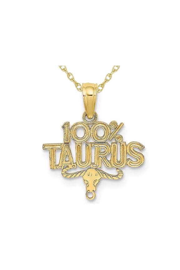 10K Yellow Gold 100% TAURUS Charm Astrology Zodiac Pendant Necklace with Chain for Women