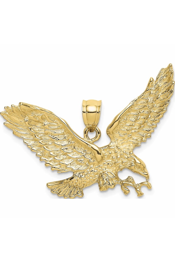 10K Yellow Gold Eagle with Beak Touching Claws Charm