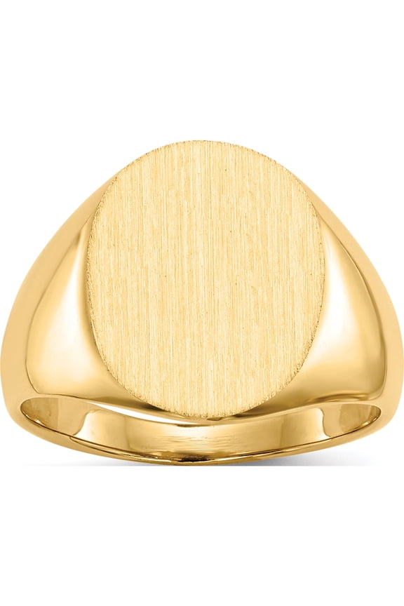 10K Yellow Gold 16.0x13.0mm Oval Closed Back Signet Ring