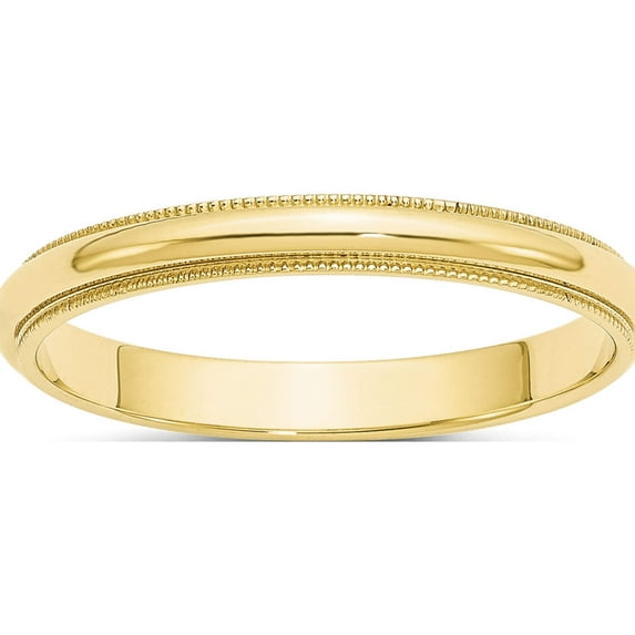 10K Yellow Gold 10Ky 3mm Milgrain Half Round Band Size 8 Made In United States 1m030-8