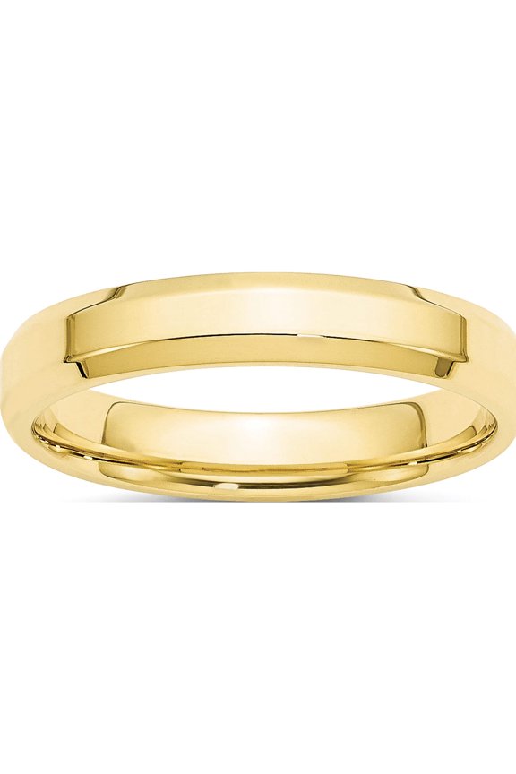 10K Yellow Gold 10Ky 4mm Bevel Edge Comfort Fit Band Size 7 Made In United States 1bec040-7