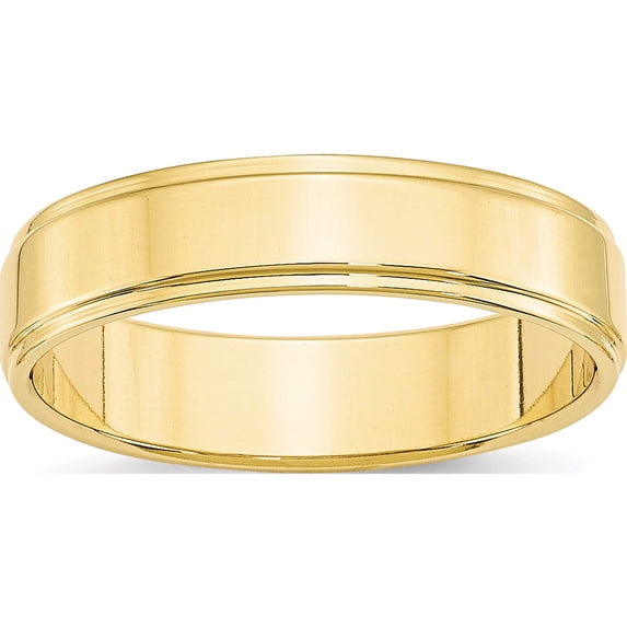 10K Yellow Gold 10Ky 5mm Flat With Step Edge Band Size 14 Made In United States 1fle050-14