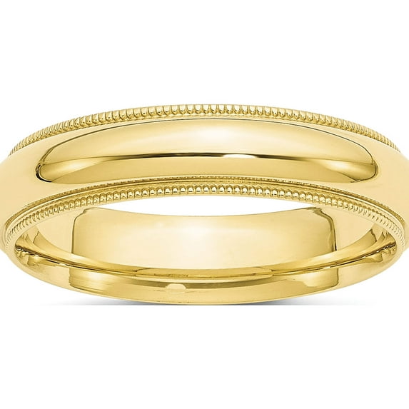 10K Yellow Gold 10Ky 5mm Milgrain Comfort Fit Band Size 7.5 Made In United States 1mc050-7.5