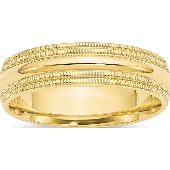 10K Yellow Gold 10Ky 6mm Double Milgrain Comfort Fit Band Size 13 Made In United States 1dmc060-13
