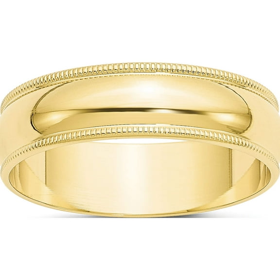 10K Yellow Gold 10Ky 6mm Ltw Milgrain Half Round Band Size 12 Made In United States 1ml060-12