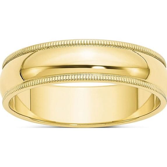 10K Yellow Gold 10Ky 6mm Milgrain Half Round Band Size 8.5 Made In United States 1m060-8.5