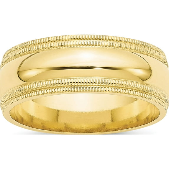 10K Yellow Gold 10Ky 8mm Double Milgrain Comfort Fit Band Size 12 Made In United States 1dmc080-12