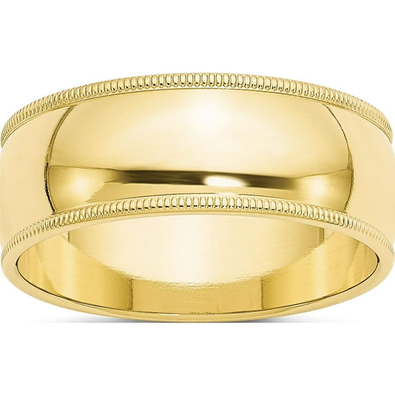 10K Yellow Gold 10Ky 8mm Milgrain Half Round Band Size 11.5 Made In United States 1m080-11.5