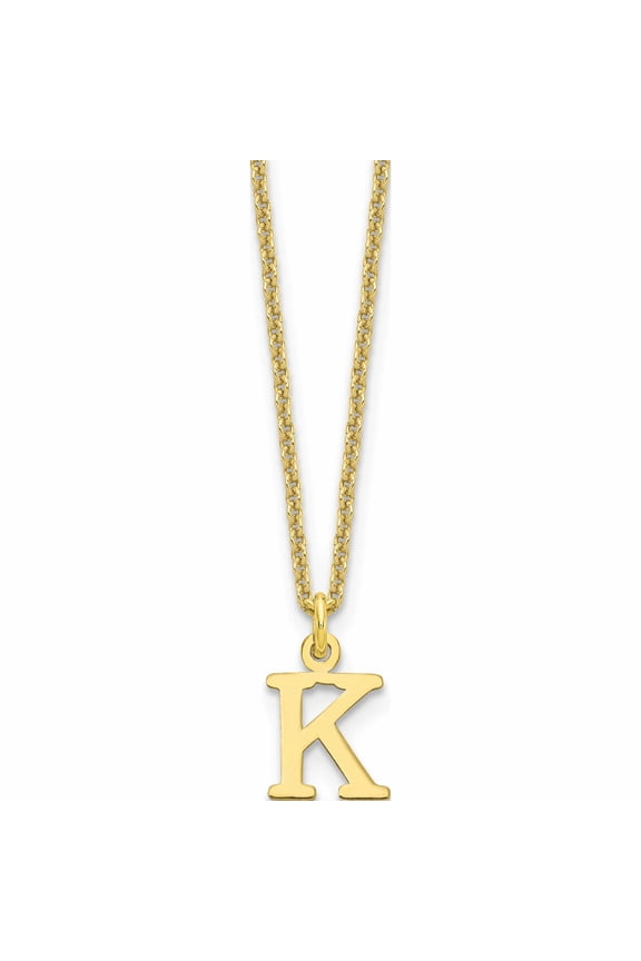10K Yellow Gold 10Ky Cutout Letter K Initial Necklace Made In United States -Jewelry By Sweet Pea