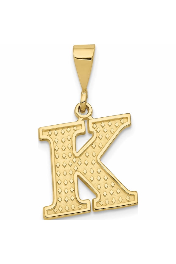 10K Yellow Gold Textured Initial K Pendant