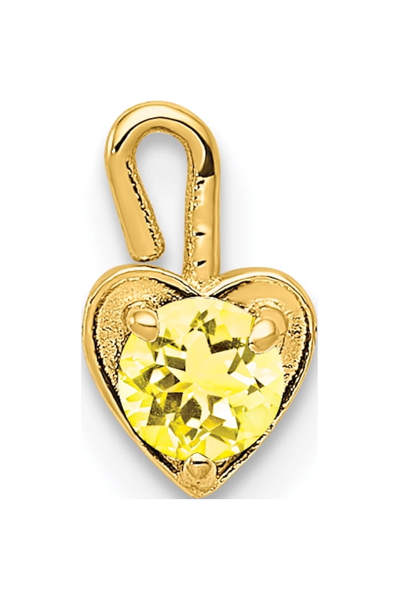 10K Yellow Gold November/Yellow Synthetic Birthstone Heart Charm